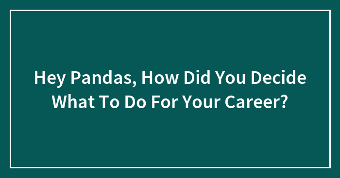 Hey Pandas, How Did You Decide What To Do For Your Career?