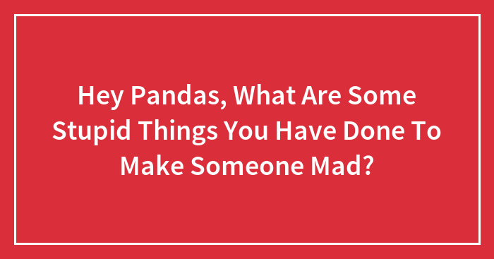 Hey Pandas, What Are Some Stupid Things You Have Done To Make Someone Mad?
