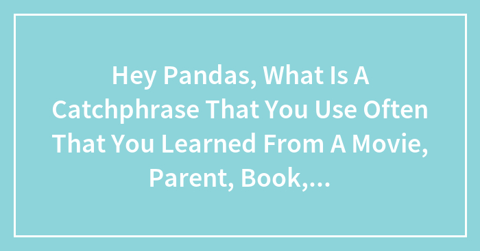 Hey Pandas, What Is A Catchphrase That You Use Often That You Learned From A Movie, Parent, Book, Etc?