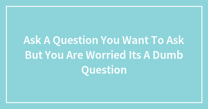Ask A Question You Want To Ask But You Are Worried Its A Dumb Question