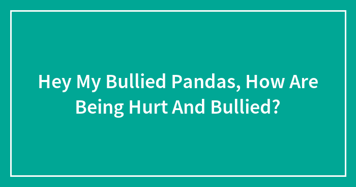 Hey My Bullied Pandas, How Are Being Hurt And Bullied?