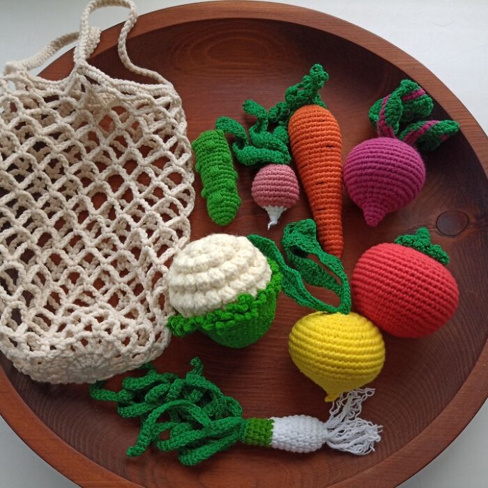 I Crocheted A Bag And Vegetable Set For Kids To Play With
