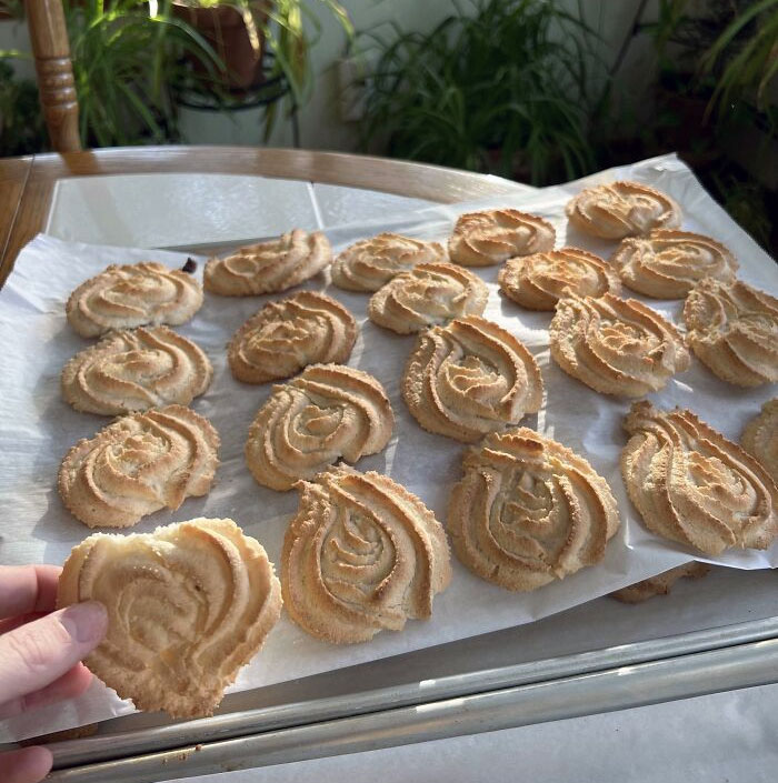 My Dad Wanted To Make Heart-Shaped Rose Cookies For Valentine's Day. Unsure If I Should Tell Him He Made Different-Looking Cookies