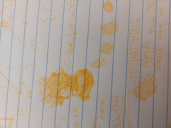 I Got A Yellow Pen And As You Can See Was Very Excited About It, So I Drew The Prettiest Thing I Could Think Of (Me)