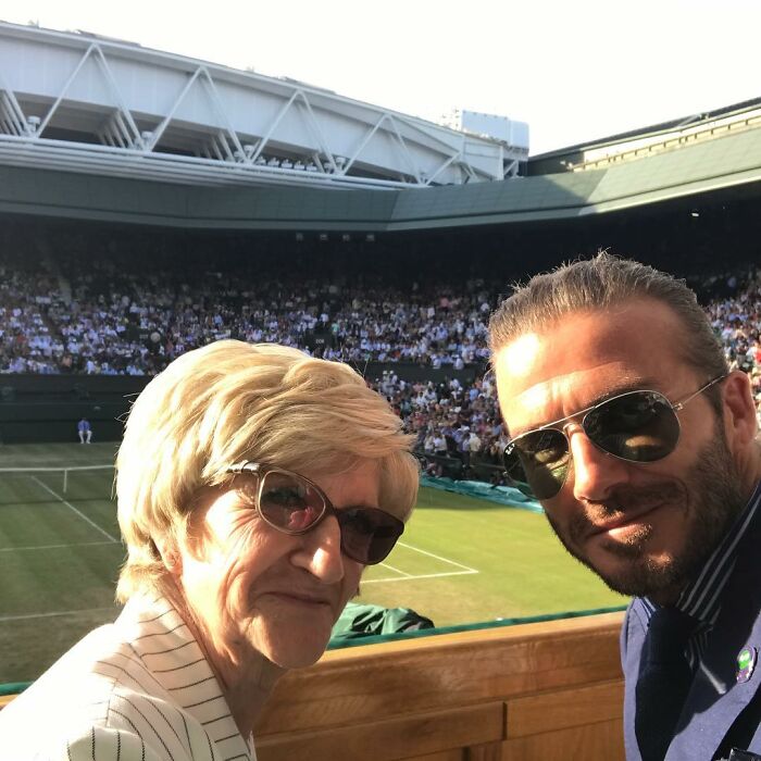 David Beckham And His Mother Sandra Georgina West