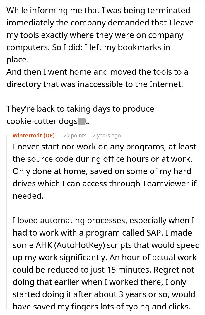 "The Factory Chief Laughed In My Face": Employee Takes Important System They Created With Them When They're Fired "The Factory Chief Laughed In My Face": Employee Takes Important System They Created With Them When They're Fired