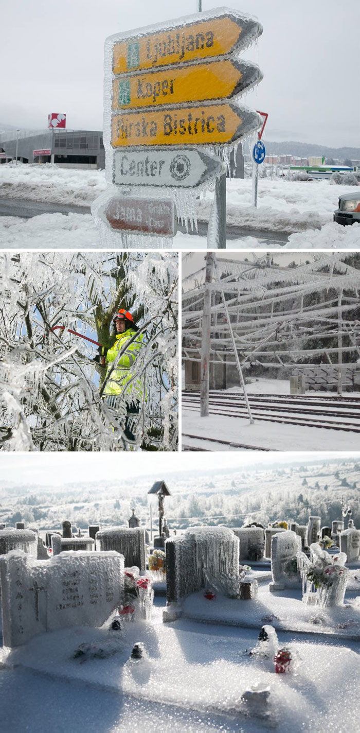 Los efectos de la lluvia helada en Eslovenia 