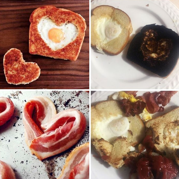 Notice The Little Burnt Piece Of Bacon. My Valentine Is Sweet Enough To Tell Me It's Great. It's The Thought That Counts Anyways