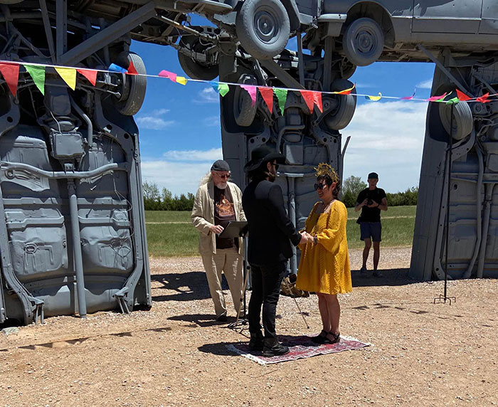 In The Middle Of Nebraska, There's An Art Installation Called Carhenge. It's Literally A Car Version Of Stonehenge. My Friend Got Married There This Week
