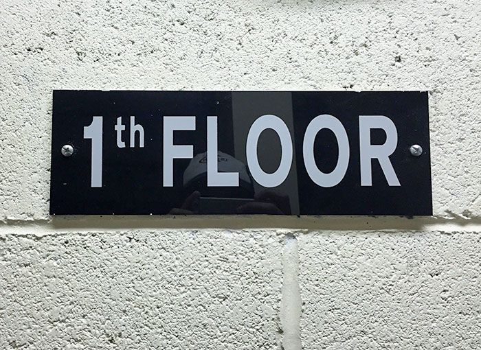 A Simple Mistake, But 2 Years Later And I Still Think About This Sign From My Hotel Stairwell In NYC