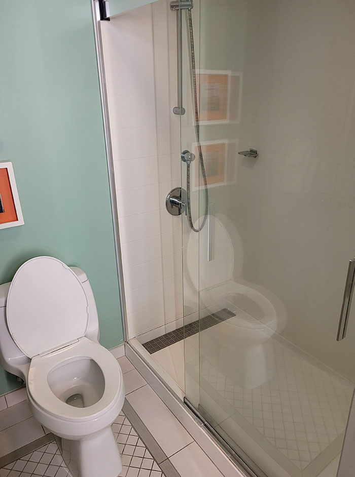 My Wife And I Decided To Get One Night Getaway Without The Kids. $260 A Night At The Hotel, And The Shower Door Opens On The Wrong Side