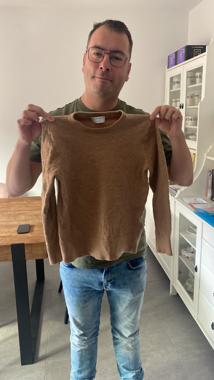 The Look On My Husbands Face After I Messed Up His New Sweater… Oops