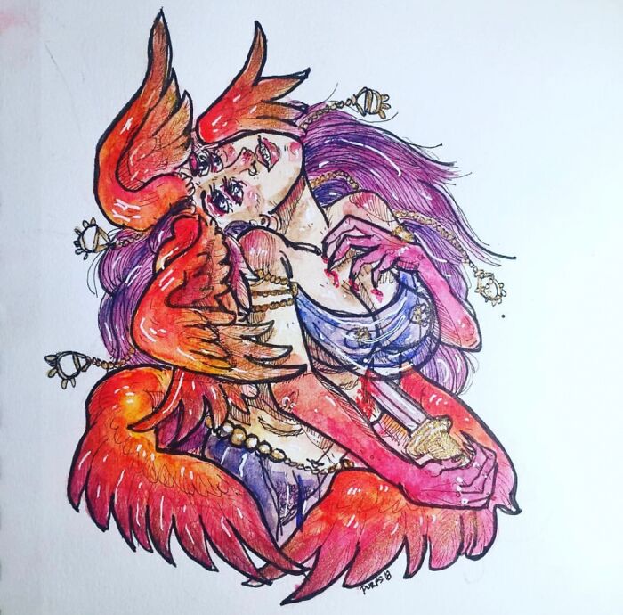 Watercolor, Micron And Gel Pen On Aquabee Paper