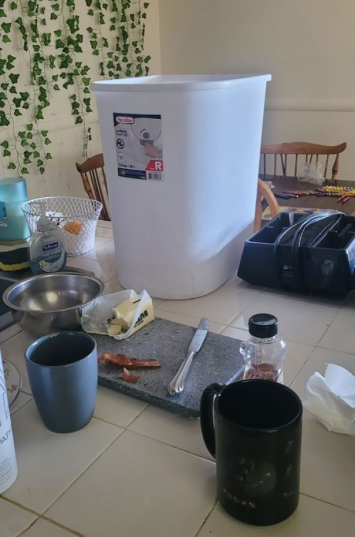 Instead Of Putting A Bag In The Trash My Husband Puts It On The Counter For Me