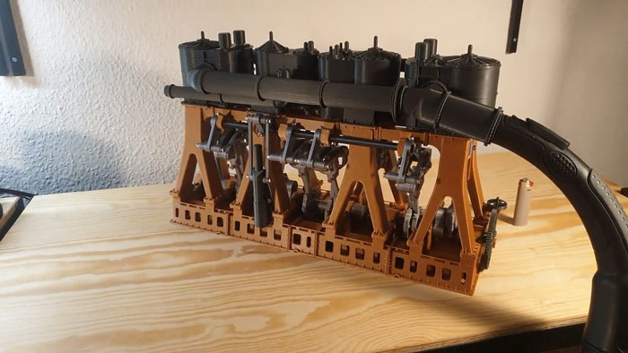 I Designed And Printed A Scale Model Of The Titanics Engine, And Today Was The First Time She Ran By Itself On Air. Still Work In Progress