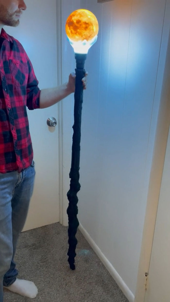 A Moon Staff That I Made For My Renaissance Faire Costume This Year. Turns On By Hitting The Base Of The Staff On The Ground