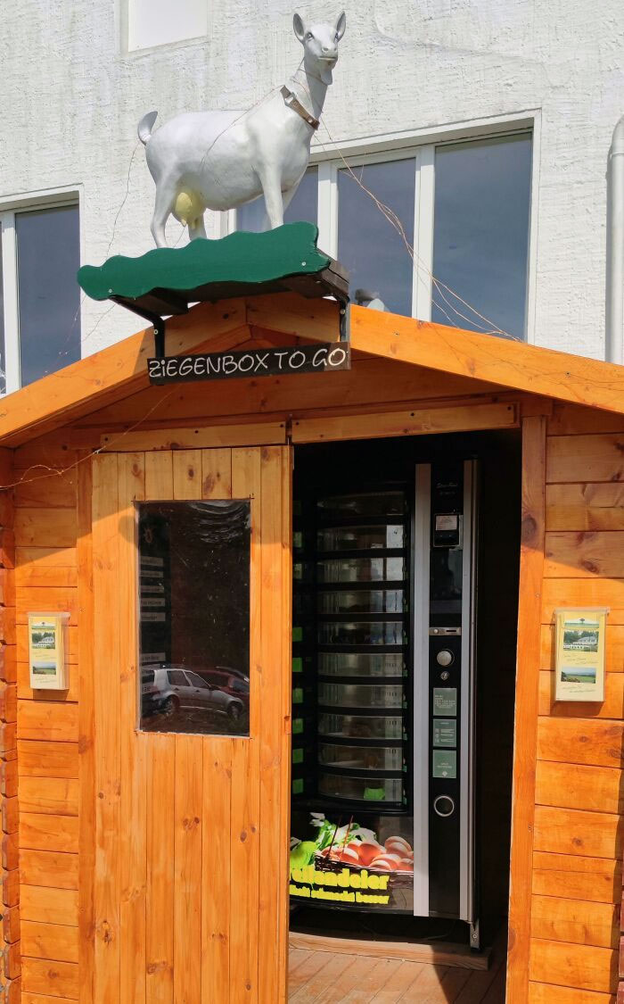 This German Vending Machine Has Everything You Might Need During Your Hiking Tour: Pilsner Beer, Eggs, Goulash, White Beer, Aspic, Lemonade, And Goat Cheese