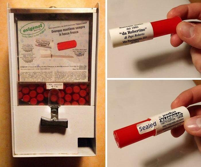 This Tiny Single-Use Pre-Pasted Toothbrush I Got In A Restaurant In Rome