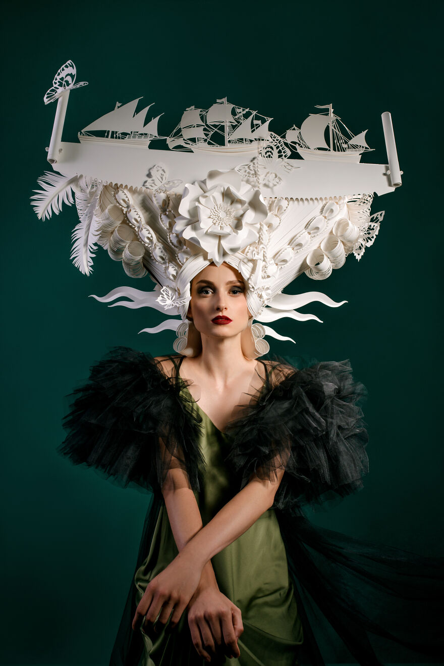 "Mysterious Flying Dutchman": I Make Baroque Paper Wigs (6 Pics)