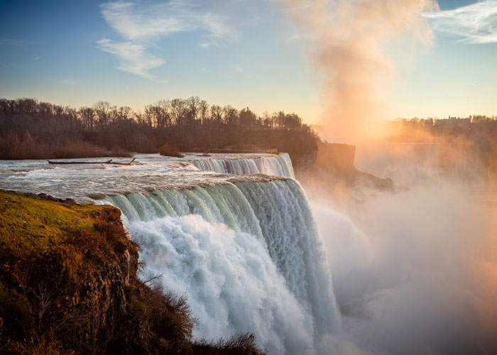 American Niagara Falls at sunset