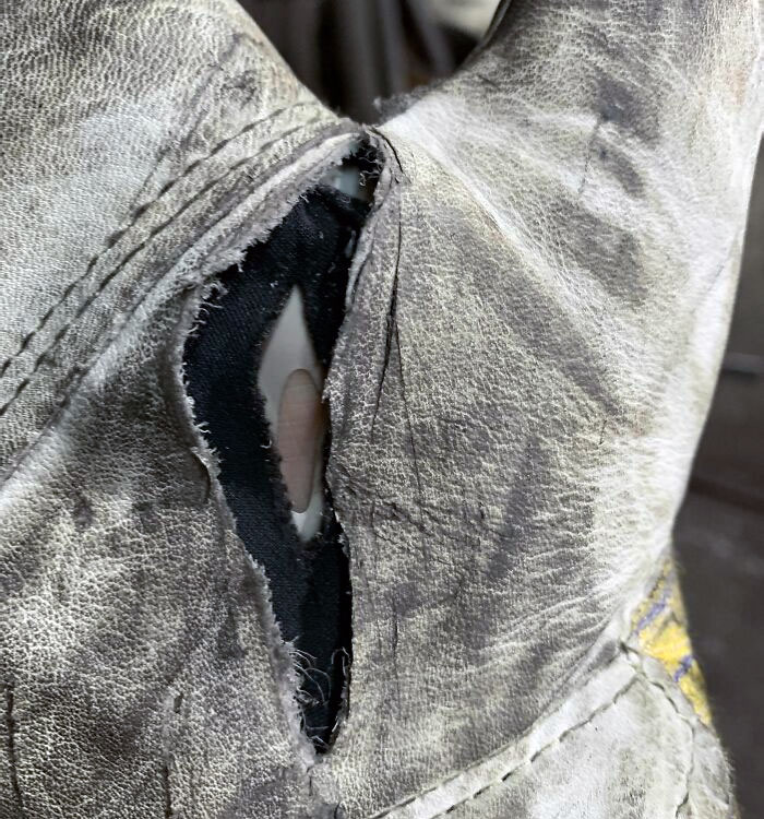 This Close Call Cut A Sheet Of Metal In My Work Gloves