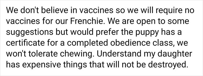 Woman Who Has Tried 5 Puppies Says Every Single One &lsquo;Failed&rsquo;, And People Can See Why After She Posts Her Delusional Requirements