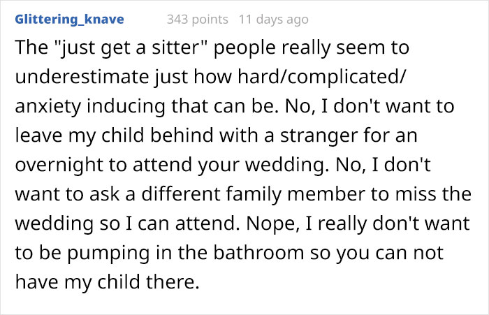 Woman Is Told She Can't Bring Her Newborn To Sister's Childfree Wedding, Decides Not To Go And Drama Ensues