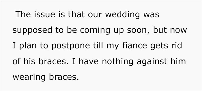 Bride Suggests Postponing Her Wedding Because Of Fianc&eacute;'s Braces, He Says They Should Cancel It Altogether