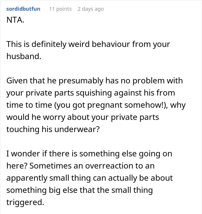 Husband Flips Out At Pregnant Wife For Borrowing His Underwear, Wife Left Confused About What's The Real Reason