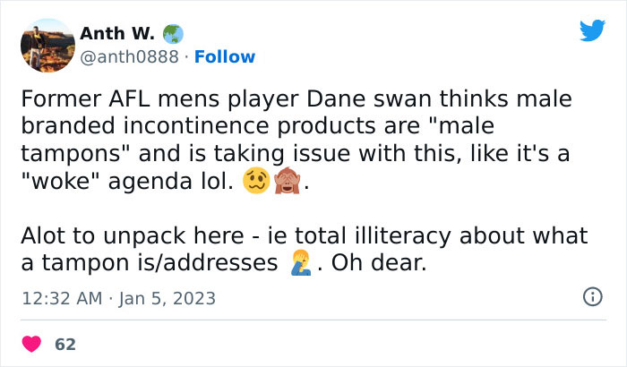 Retired Football Player Is Shocked To See ‘Tampons For Men’ At The Store, Finally Learns What Tampons Actually Are Retired Football Player Is Shocked To See ‘Tampons For Men’ At The Store, Finally Learns What Tampons Actually Are