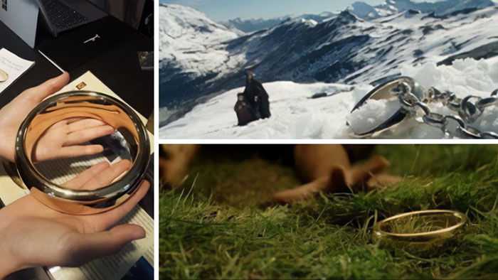 The Ring In The Left Pic Is The Actual Size Of The Ring Which Is Used To Make Close Up Shots In The Lord Of The Rings Movies