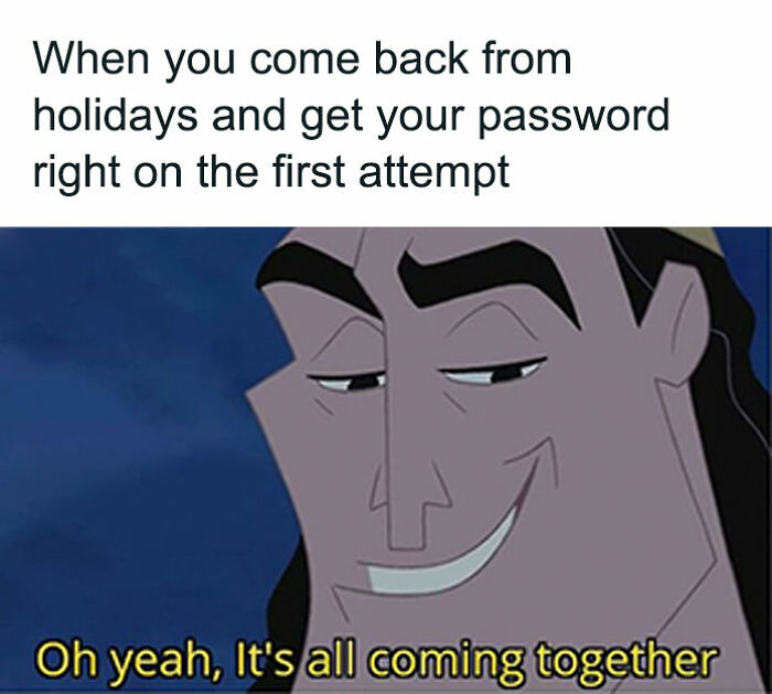 Animated character smirking, capturing a humorous moment typical of HR memes.