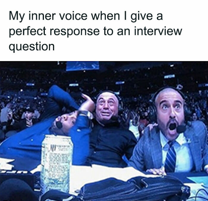 Three commentators with surprised expressions, wearing headsets, reacting humorously, perfectly representing typical HR humor.