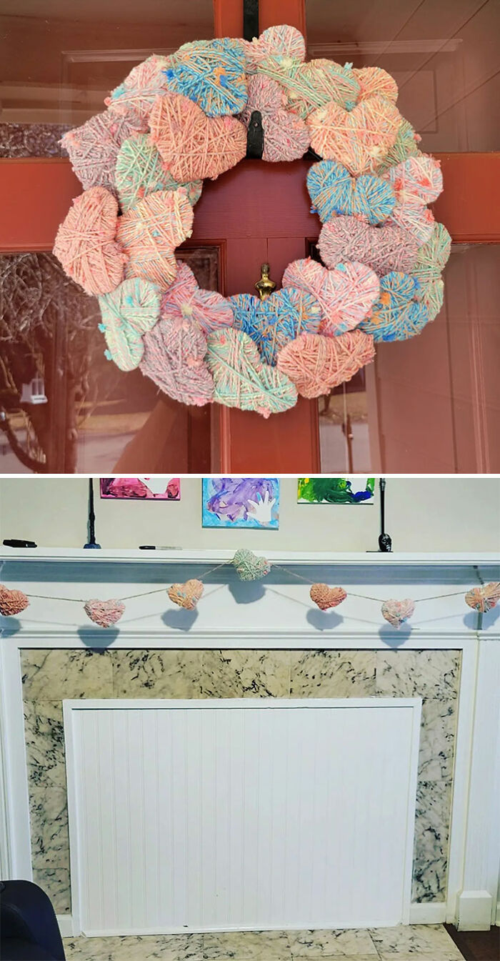 Valentine's Day Yarn Hearts