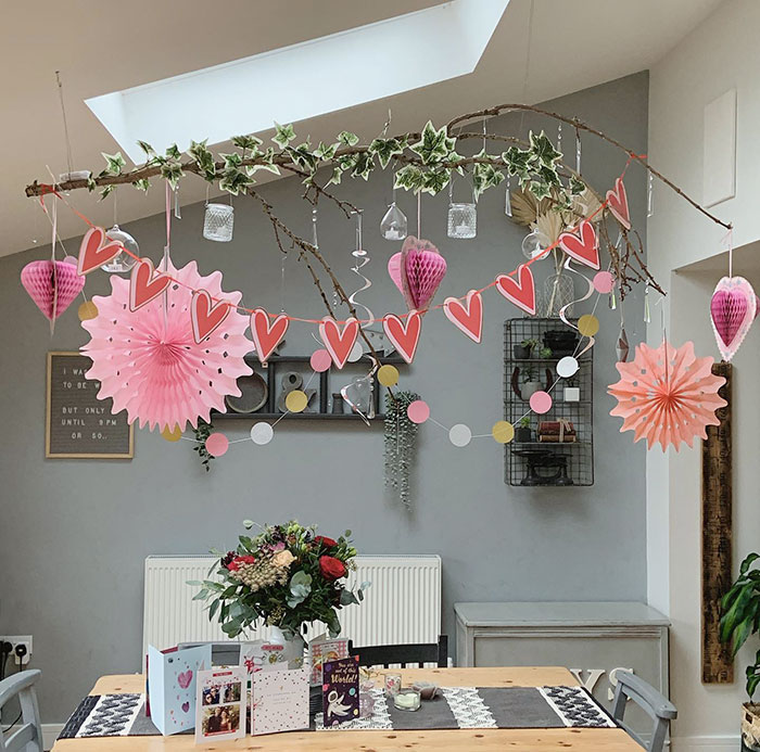 My Valentine's Day Decorations Before They're Packed Up. The Flowers Will Last A Bit Longer