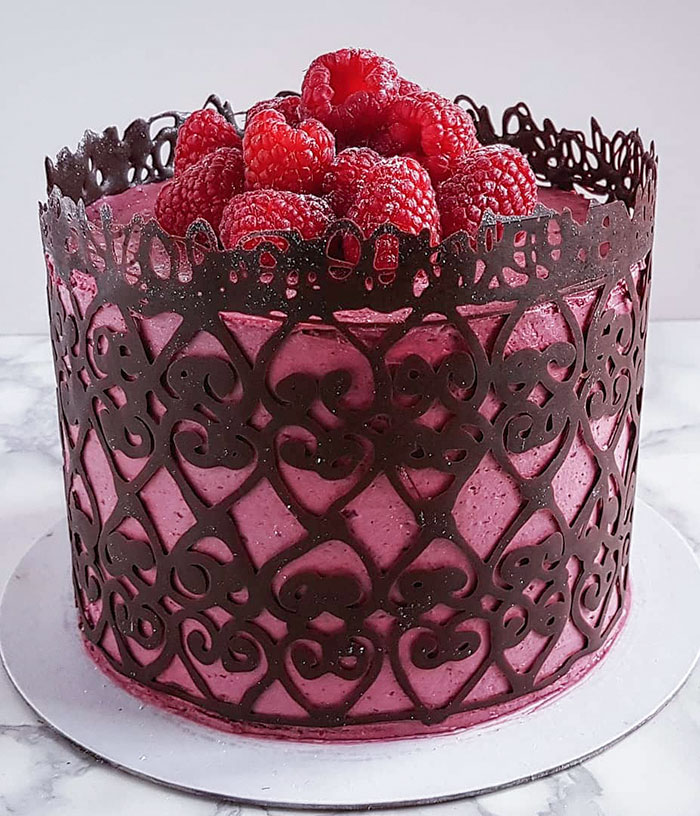 For Valentine's Day, I Made A Chocolate Lace Collar Cake. It Could Be Way Neater, But I'm Happy Enough