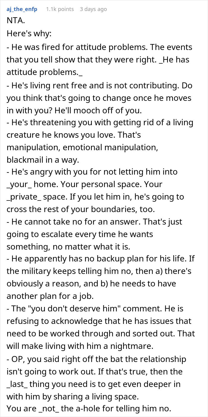 Woman Asks If She's Wrong For Not Allowing Her Unemployed And Homeless Boyfriend To Move In With Her