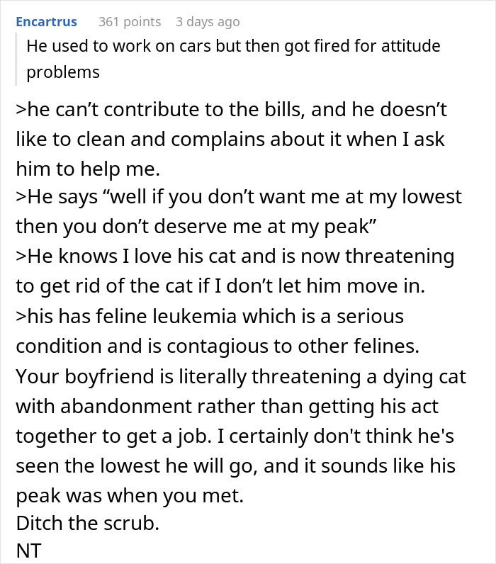 Woman Asks If She's Wrong For Not Allowing Her Unemployed And Homeless Boyfriend To Move In With Her