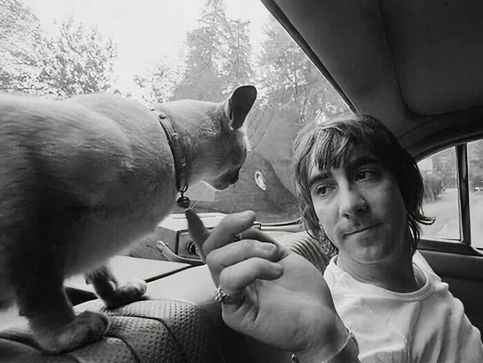 Confirming That Rockers Have A Soft Spot For Cats, Keith Moon, British Drummer Of The Band 'The Who', Was Photographed With His Cat On The Back Seat Of A Car, 1974