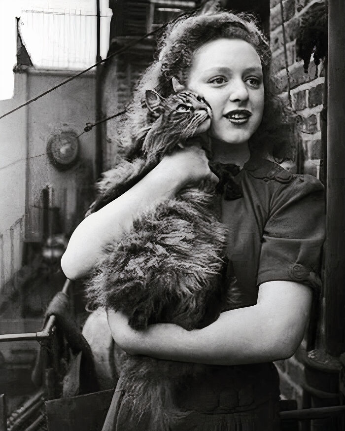 The British Photographer Haywood Magee's Photo Of An Anonymous Woman And Her Wonderful Pet Cat. 1942
