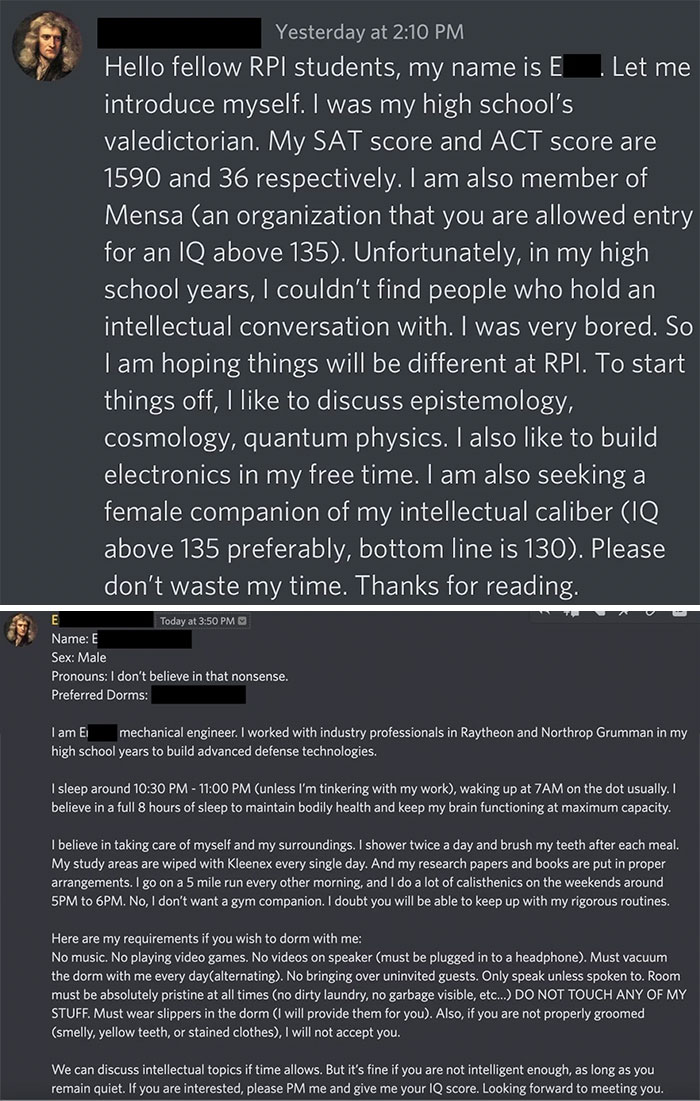 Looking For A Girlfriend, Iq Under 130 Need Not Apply. Roommate Too