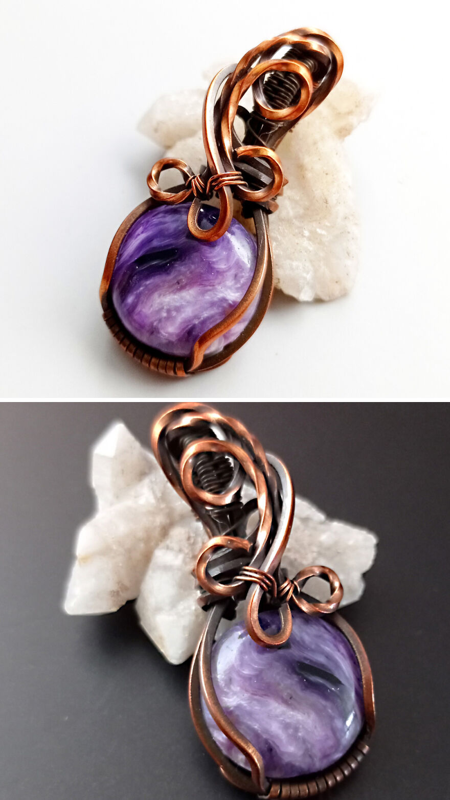 I Made A Round Pendant With Purple Charoite Which Is A Talisman And A Charm Against Negative Energy (4 Pics)