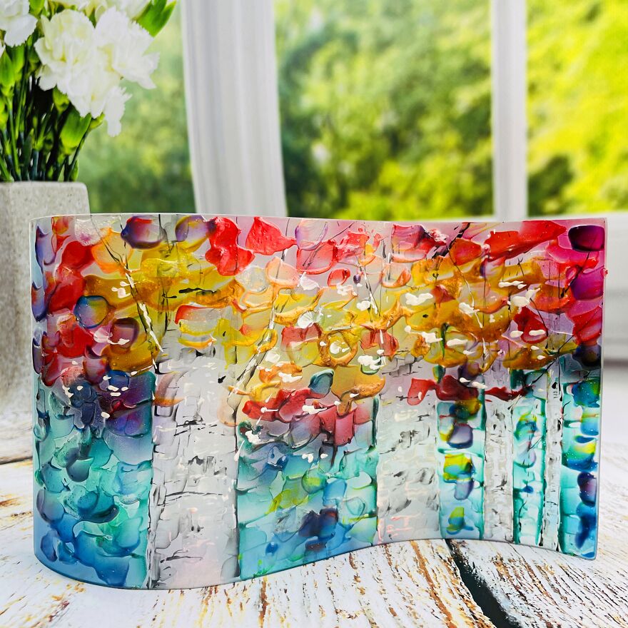 Painting Glass Birch Tree
