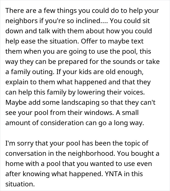 New Homeowners Refuse To Get Rid Of The Pool Their Neighbor's Kid Drowned In, Ask If They're Being Insensitive