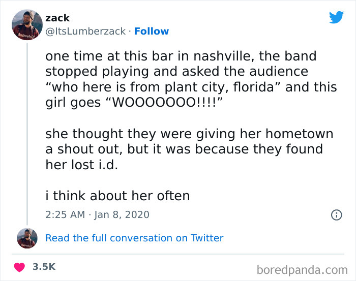 Tweet humorously roasting Florida, featuring a story about a woman from Plant City and a lost ID.