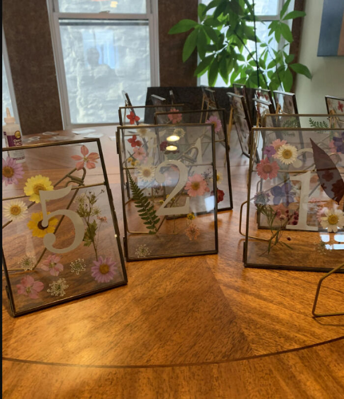 First DIY Project - Pressed Flower Table Numbers!