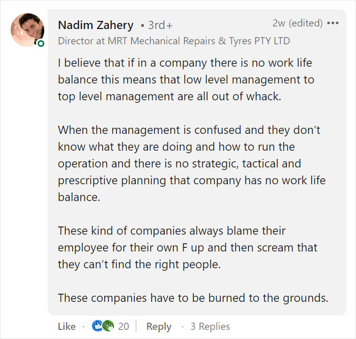 CEO Makes A LinkedIn Post Saying "Never Hire Anyone That's Looking For Work Life Balance," And It Backfires