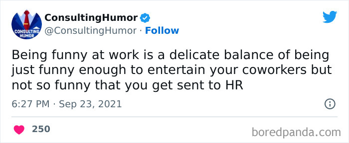 Funny office meme about balancing humor at work without getting sent to HR, shared on an Instagram page.