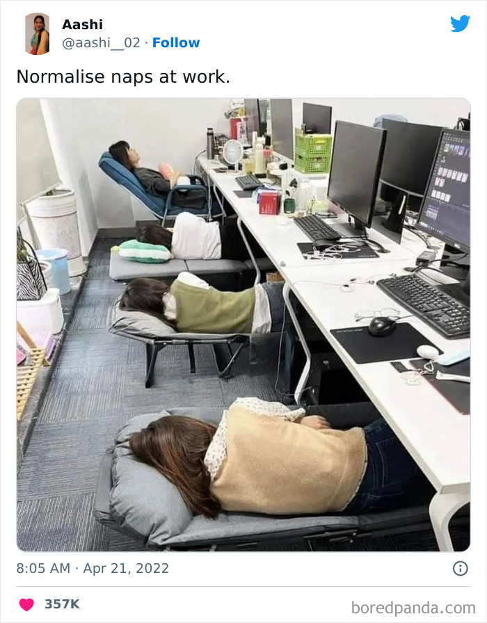 People napping at work under desks, with computers and office supplies visible, humorously related to Excel usage.