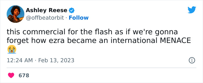 Tweet humorously commenting on a commercial during Rihanna's Super Bowl 2023 performance.
